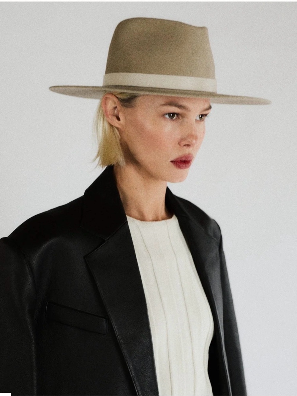 Janessa Leone Cole Wool Fedora in Brown size Large
